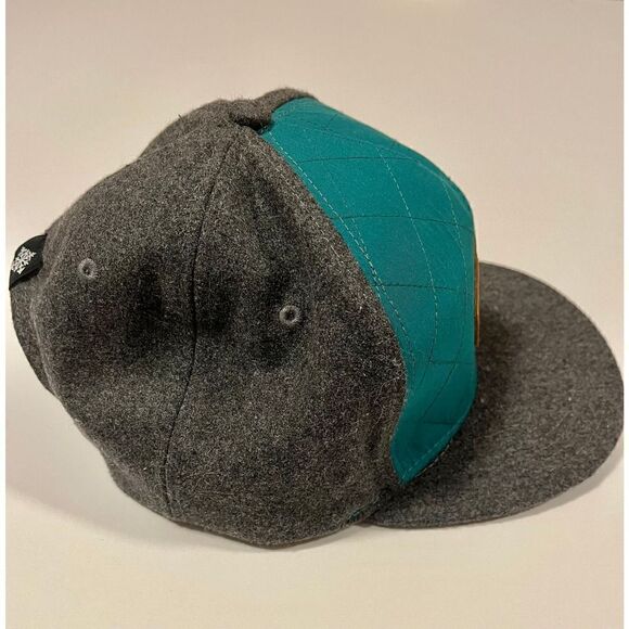 Ski The East Wool Blend Icon Flatbrim Trucker Hat Green, Grey Leather Patch NWOT - Picture 4 of 10